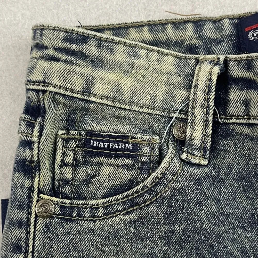 Phat Farm Moto Jeans Boys 5 Blue Vintage Acid Wash Distressed Skinny Fit Denim